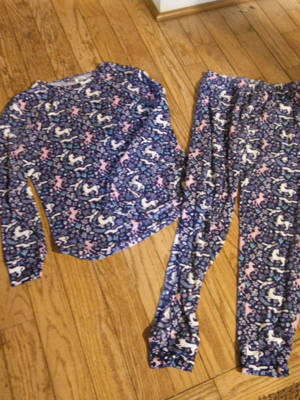 Girl’s Teen’s Cool Weather Long Sleeves & Legs Pajamas w/ Unicorns & Flowers
